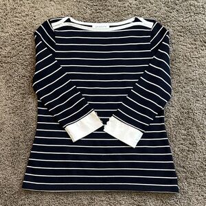 Liz Claiborne Navy and White Striped Long Sleeve Tee